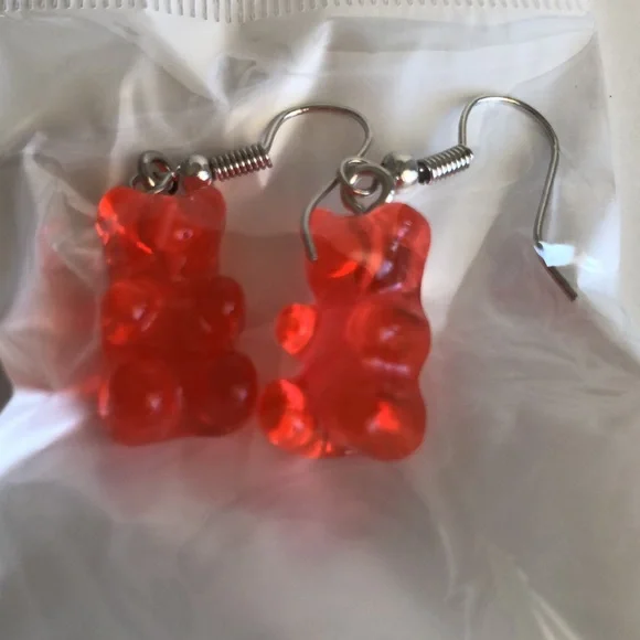 Red Gummy Bear Fashion Earrings - Picture 5 of 9